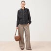 Pantalon barrel bas resserr&eacute; &agrave; carreaux ficelle femme