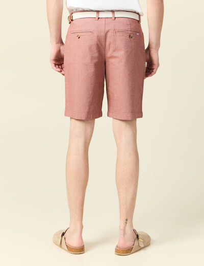 Bermuda droit chino ceinture marron cognac homme