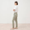 Chino cigarette 7/8&egrave;me taille haute vert kaki femme