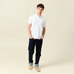 Polo cintr&eacute; en coton manches courtes blanc homme