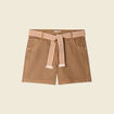 Short boyfriend ceintur&eacute; jean vert kaki femme