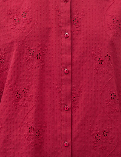 Chemise ample en coton manches longues bordeaux femme