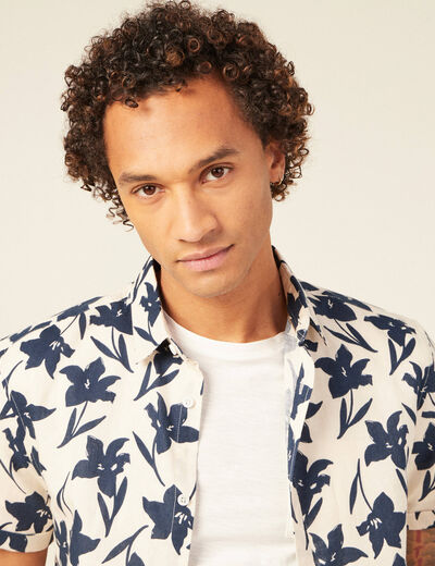 Chemise manches courtes beige homme