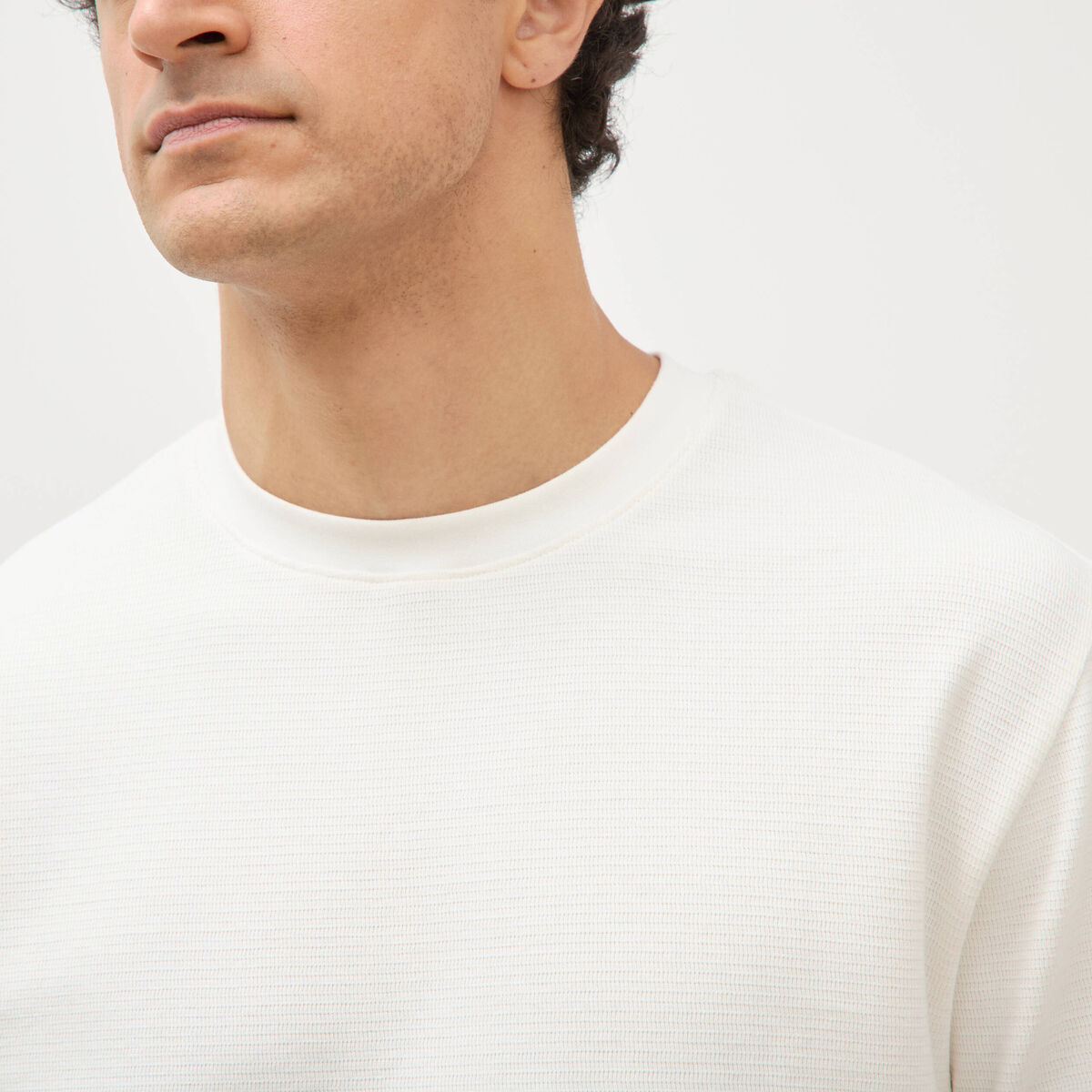T-shirt ras de cou manches courtes ecru homme