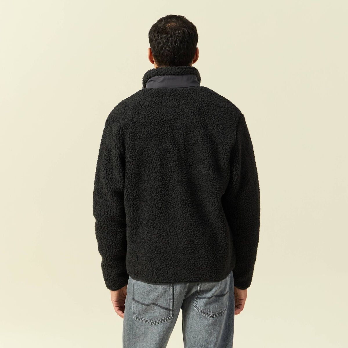 Sweat effet polaire manches longues gris anthracite homme