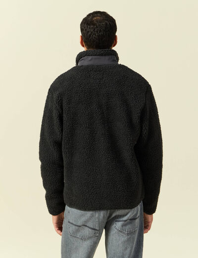Sweat effet polaire manches longues gris anthracite homme