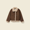Manteau oversize court col classique marron fonc&eacute; femme