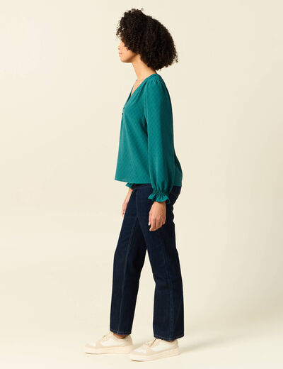 Blouse manches longues vert canard femme