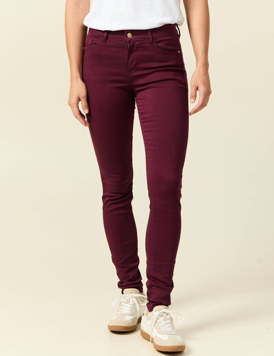 Pantalon skinny push-up taille standard prune femme