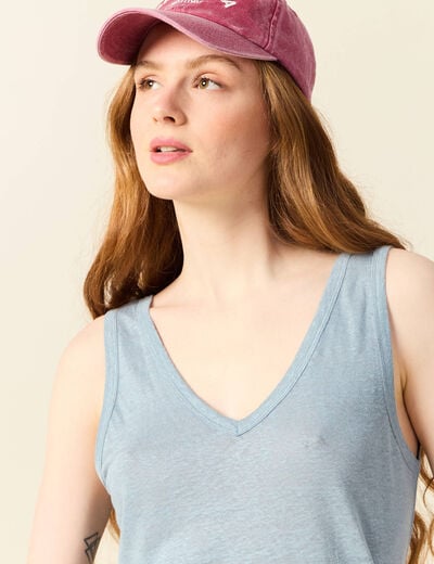 Débardeur sans manches bleu gris femme