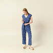 Combinaison salopette manches courtes bleu femme