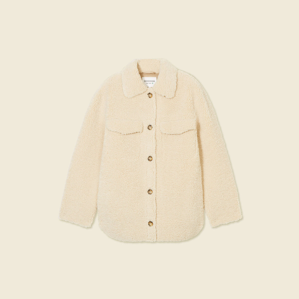 Manteau surchemise droit creme femme