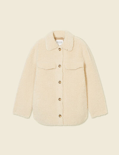 Manteau surchemise droit creme femme