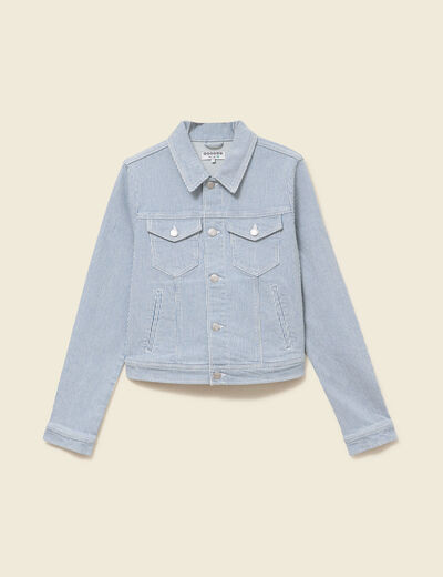 Blouson ajust&eacute; manches longues en jeans denim bleach femme