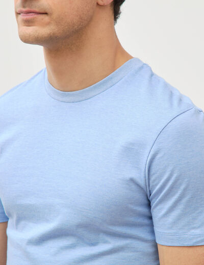 T-shirt cintr&eacute; col rond manches courtes bleu violet homme