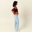 Pull manches longues col polo rouge femme