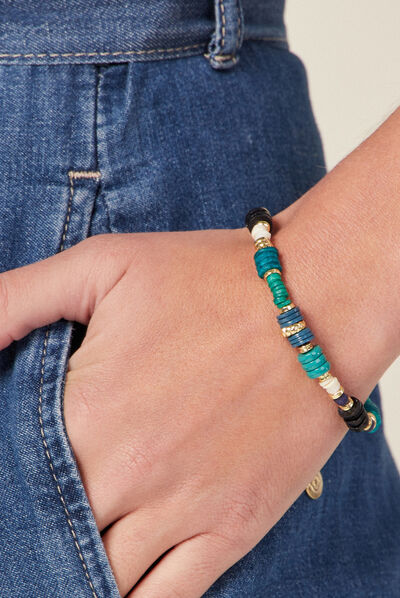 Bracelet avec perles bleu marine femme