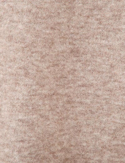Pull droit court sans manches col rond marron clair femme