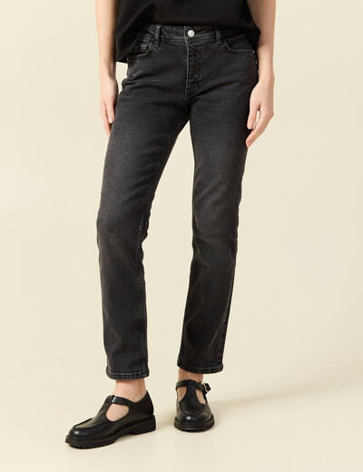 Jeans slim taille standard 7/8&egrave;me denim noir femme
