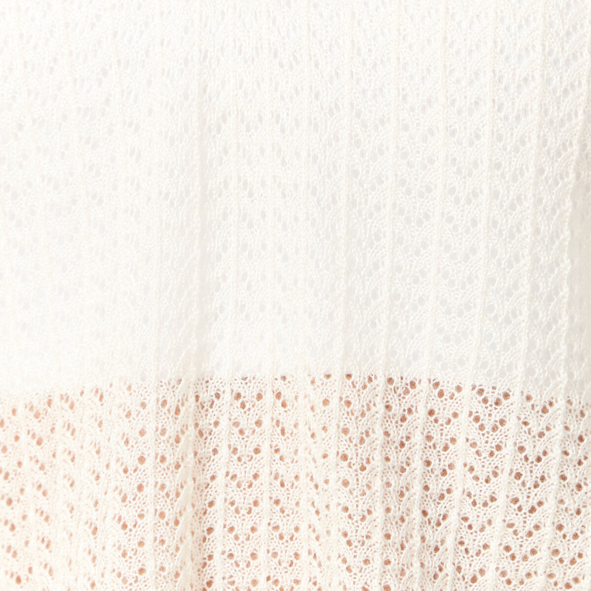 Pull manches courtes ajouré creme femme