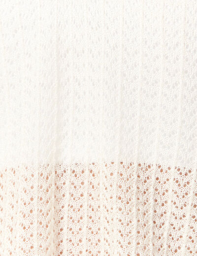 Pull manches courtes ajouré creme femme