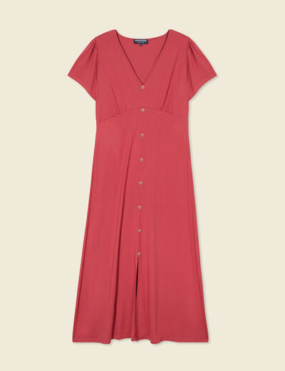 Robe longue droite rose framboise femme