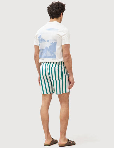 Maillot de bain ray&eacute; doubl&eacute; vert &eacute;meraude homme