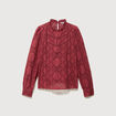 Blouse cintr&eacute;e dentelle manches longues rouge fonc&eacute; femme