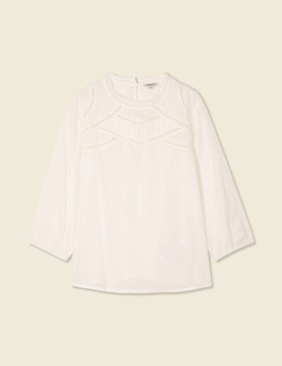 Blouse manches 3/4 ecru femme
