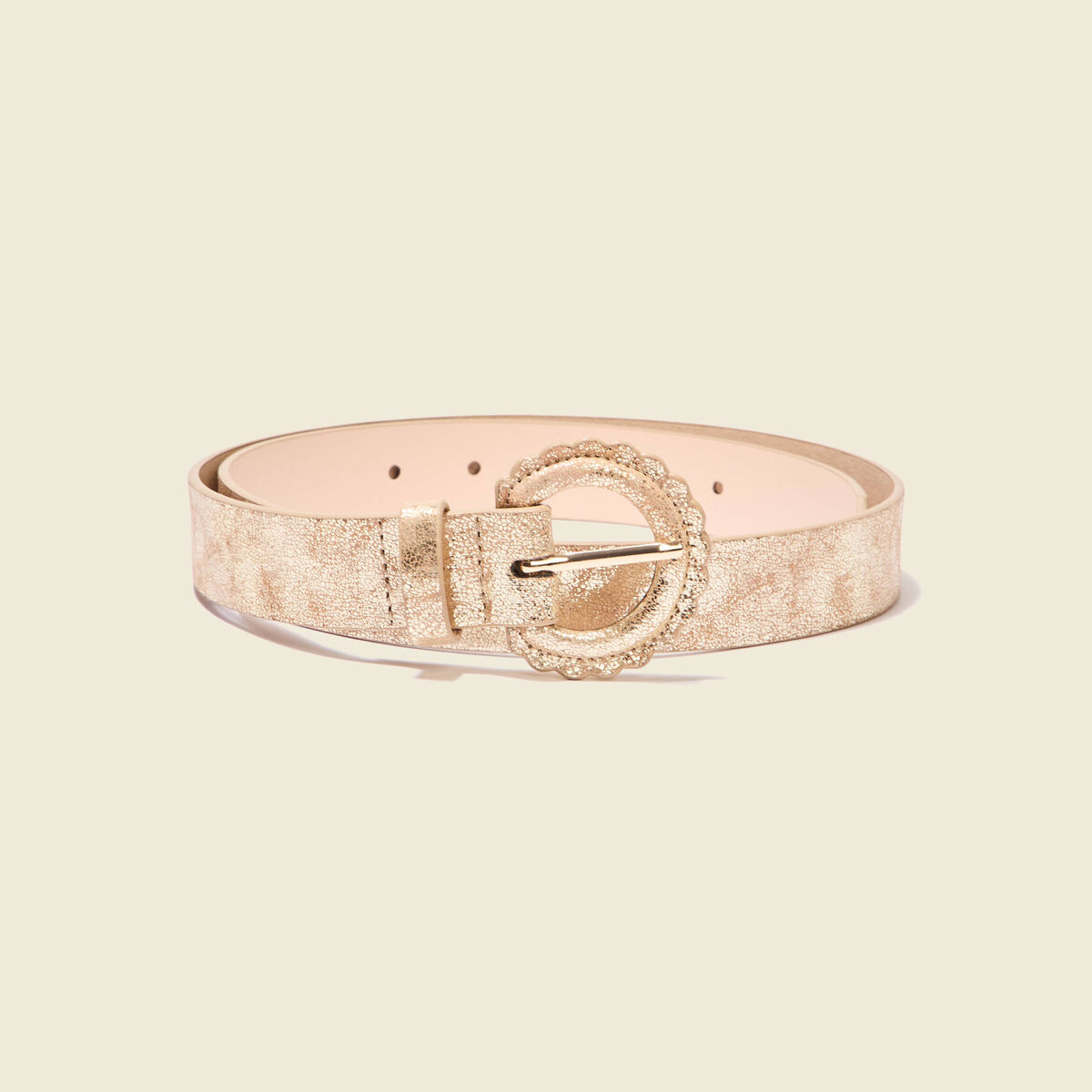Ceinture iris&eacute;e beige femme