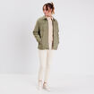 Veste droite matelass&eacute;e col chemise vert kaki femme