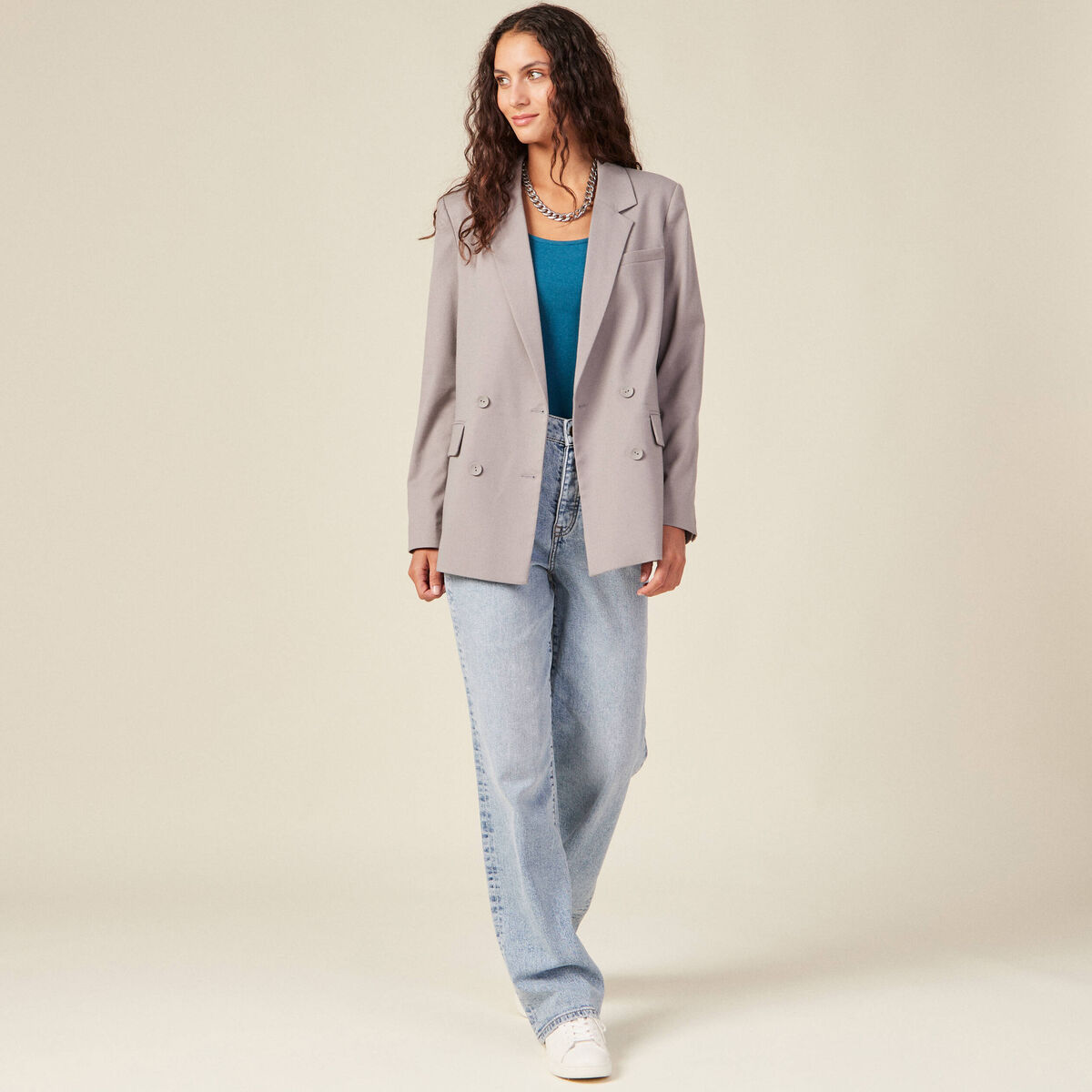 T-shirt manches longues bleu pétrole femme