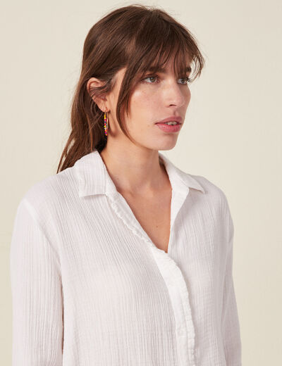 Chemise manches longues blanc femme