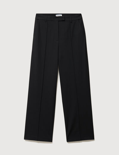 Pantalon droit taille haute noir femme