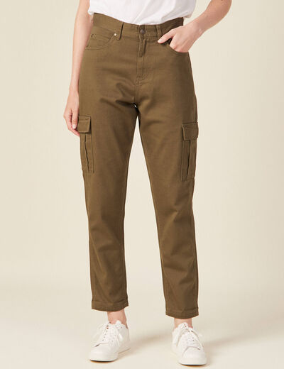 Pantalon cargo vert kaki femme