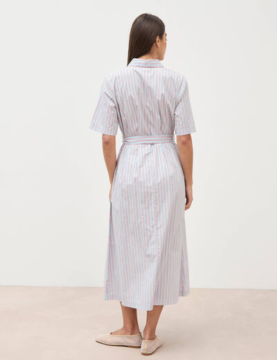 Robe longue droite manches courtes bleu ciel femme