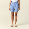 Short droit avec pinces bleu femme