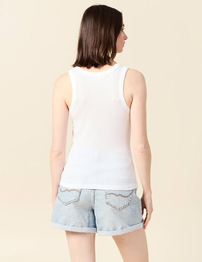 D&eacute;bardeur d&eacute;collet&eacute; sans manches blanc femme