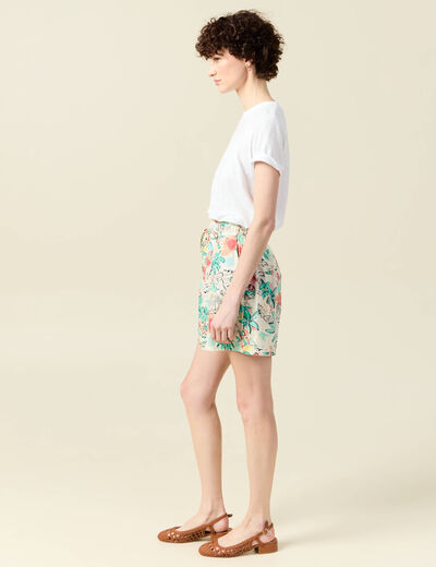 Short droite taille haute blanc femme