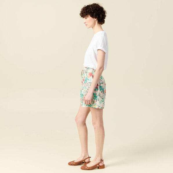 Short droite taille haute blanc femme