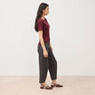 T-shirt ajust&eacute; manches courtes bordeaux femme