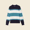 Pull fin col rond manches longues bleu p&eacute;trole homme