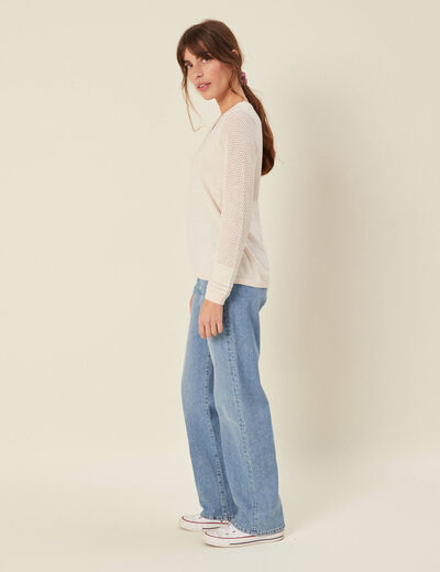 Pull à manches longues creme femme