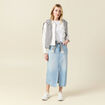 Jupe longue droite en jean denim bleach femme