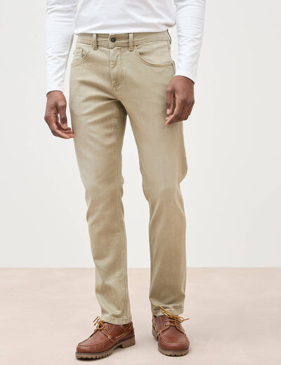 Jeans straight longueur 32 denim vert kaki homme