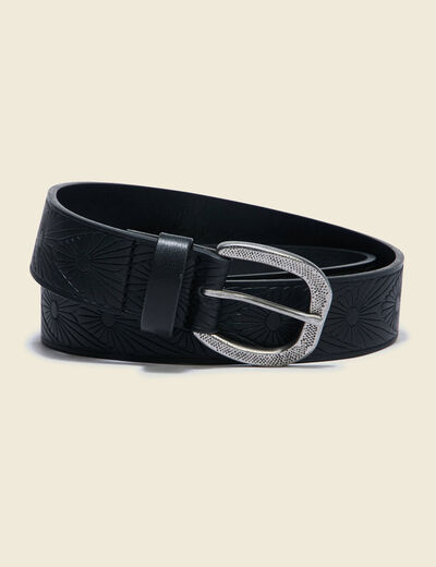 Ceinture embossée noir femme