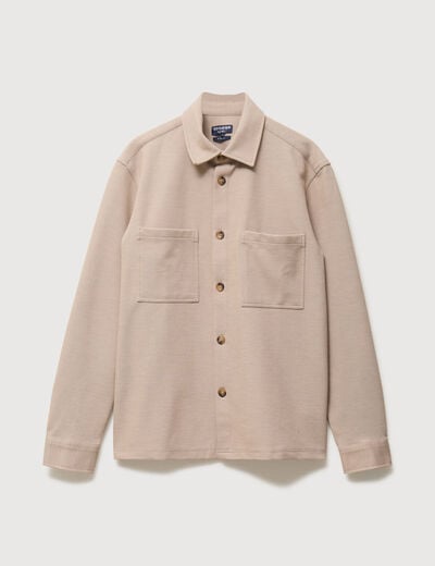 Surchemise droite col am&eacute;ricain beige homme