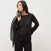 T-shirt manches longues en dentelle noir femme
