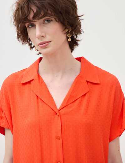 Chemise manches courtes orange fonc&eacute; femme