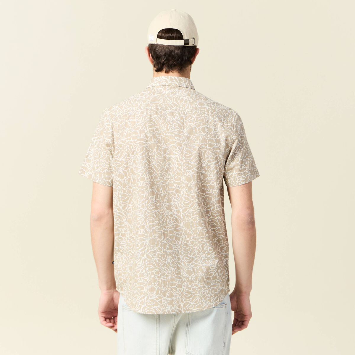 Chemise manches courtes beige homme